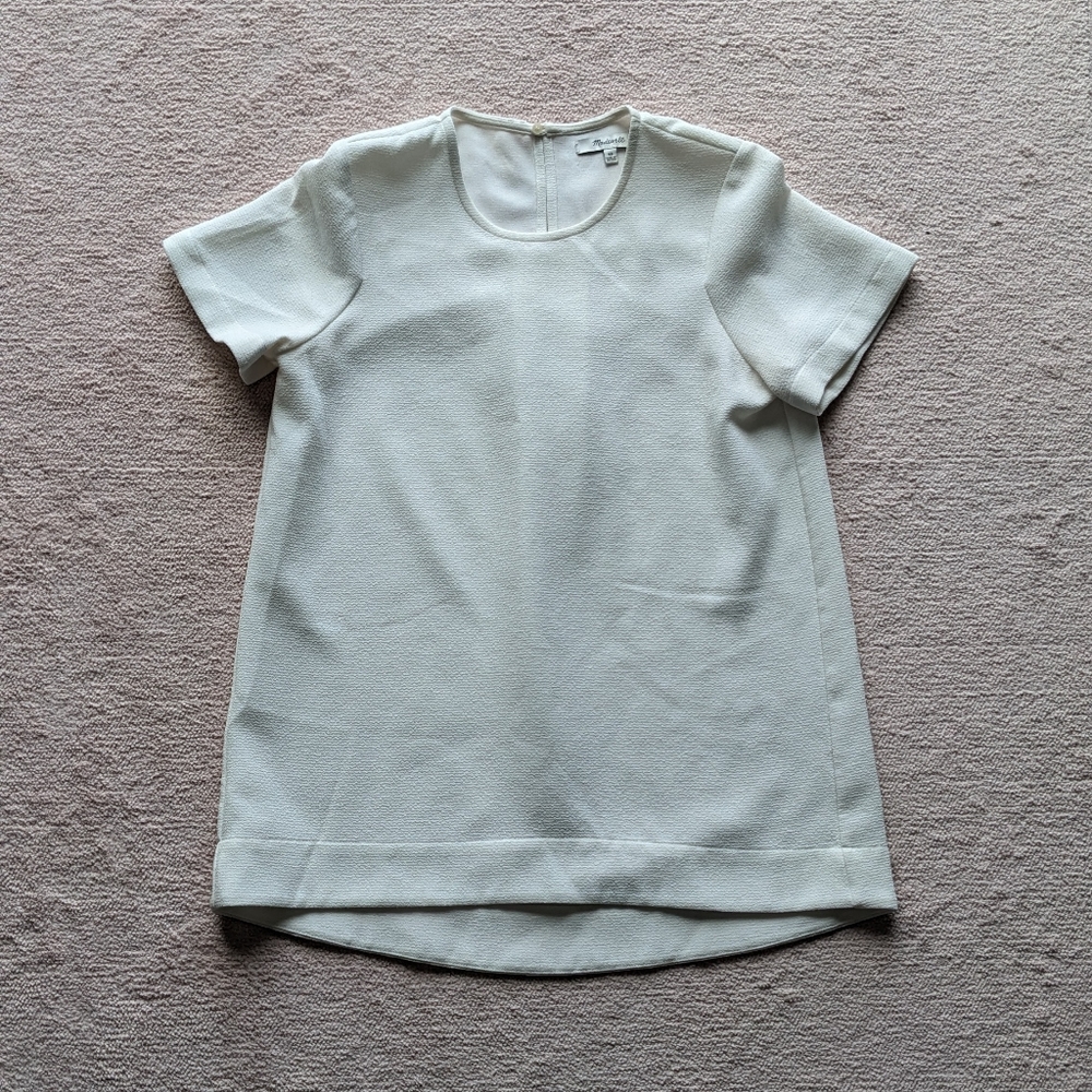 Madewell short sleeve white blouse, size XS